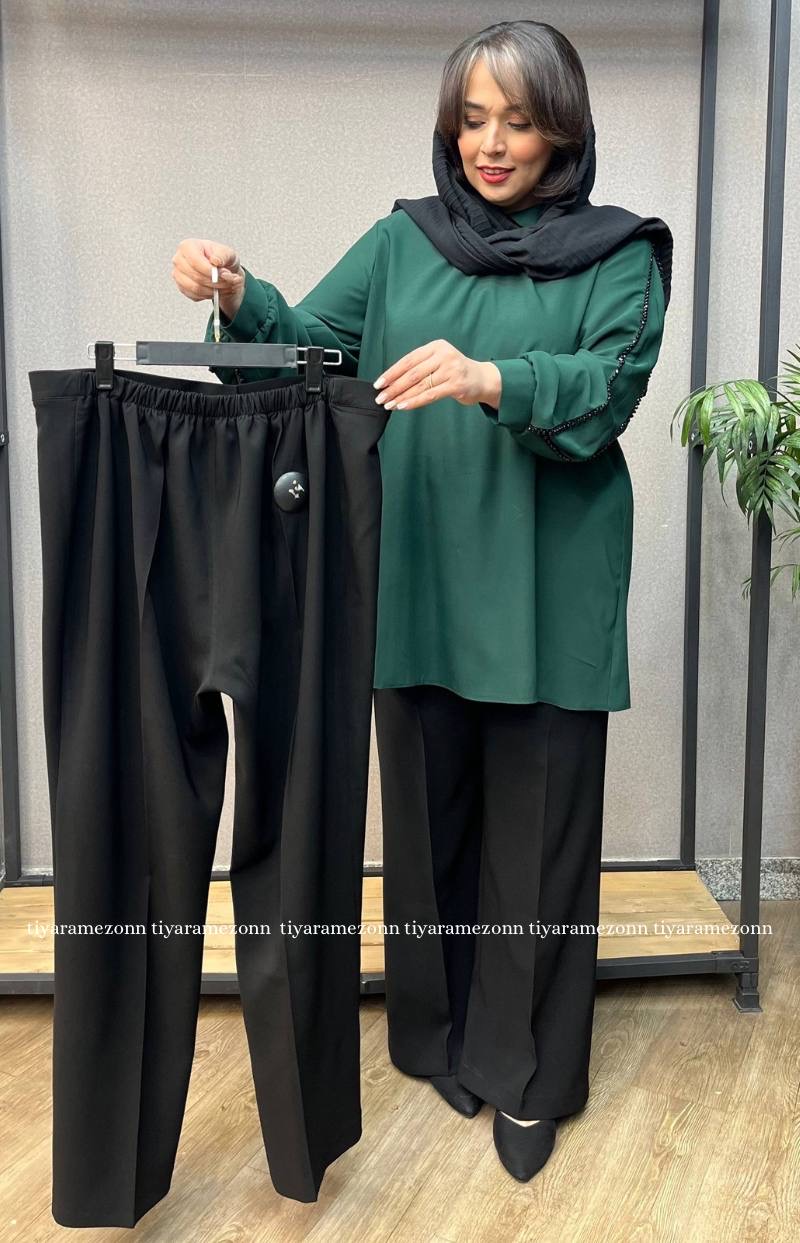 شلوار راسته سایزبزرگ  کرپ کنزو  کد 326