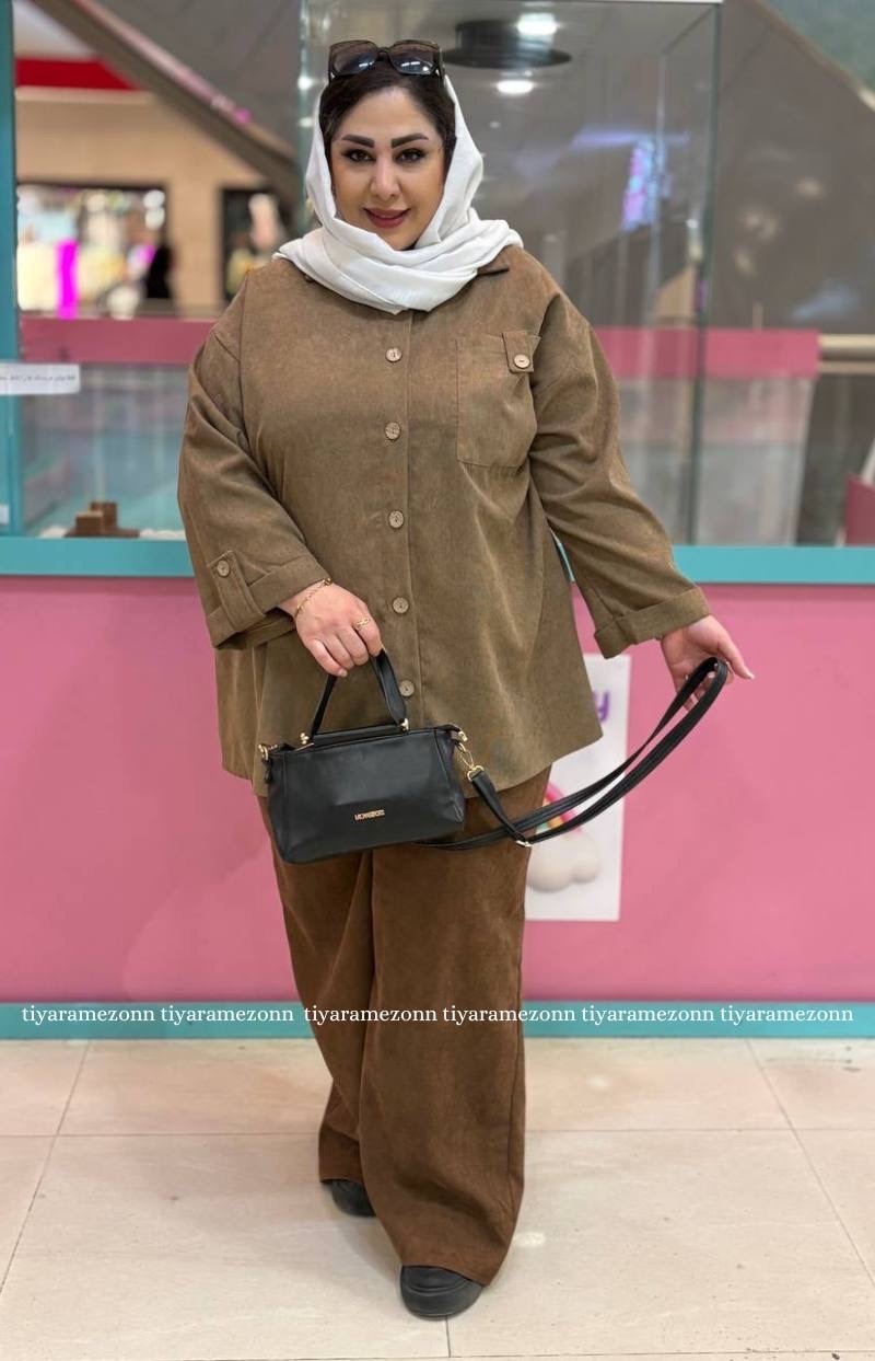 شومیز مانتویی سایزبزرگ مدل مخمل کبریتی کد 320