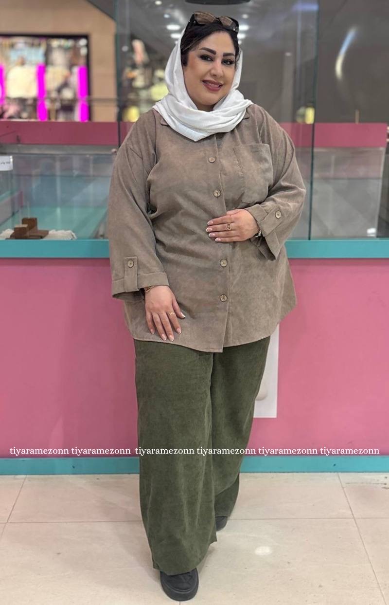 شومیز مانتویی سایزبزرگ مدل مخمل کبریتی کد 320