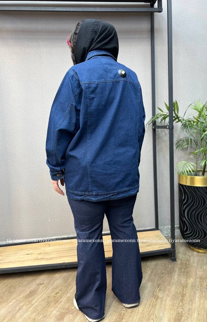 کت جین سایزبزرگ مدل بابونه  کد 340