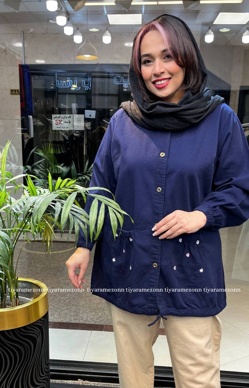 شومیز مانتویی سایزبزرگ کتان مدل ونیز  کد 344