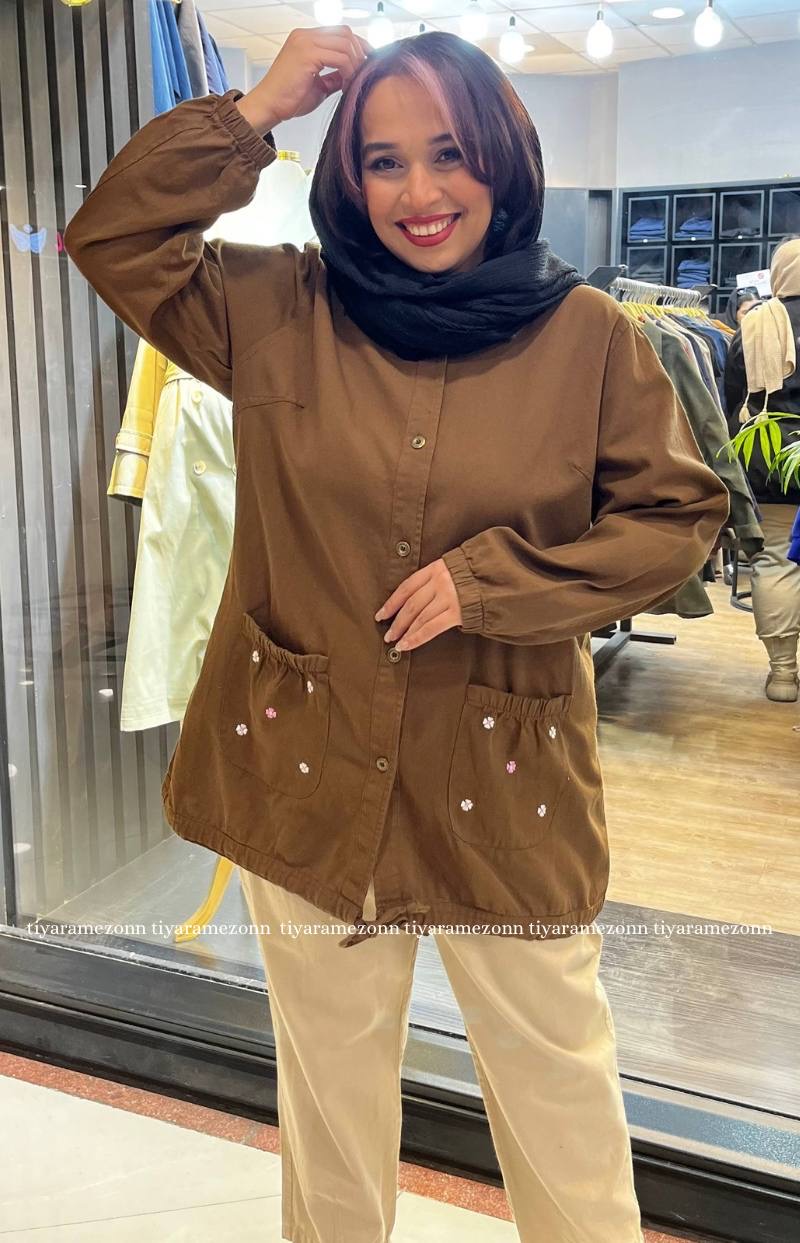 شومیز مانتویی سایزبزرگ کتان مدل ونیز  کد 344