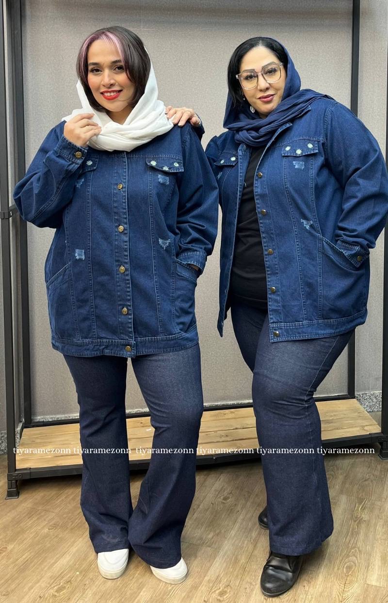 کت جین سایزبزرگ مدل بابونه  کد 340