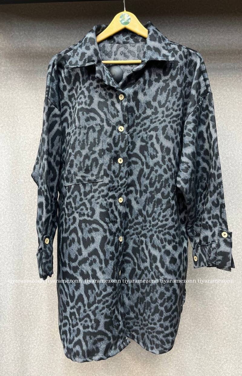 شومیز مانتویی سایزبزرگ کتان مدل ونیز  کد 344