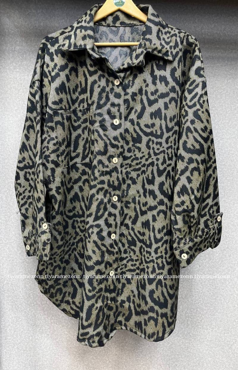 شومیز مانتویی سایزبزرگ کتان مدل ونیز  کد 344