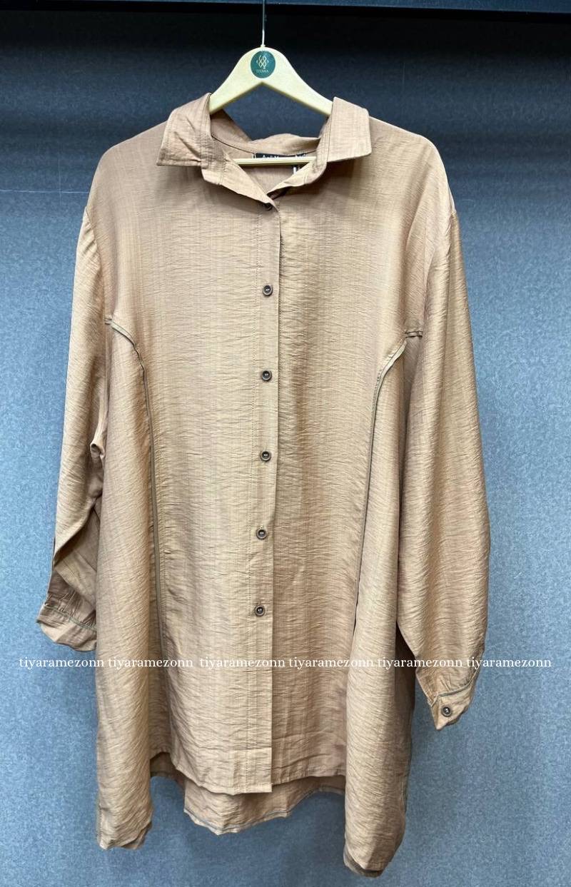 شومیز مانتویی سایزبزرگ کتان مدل ونیز  کد 344