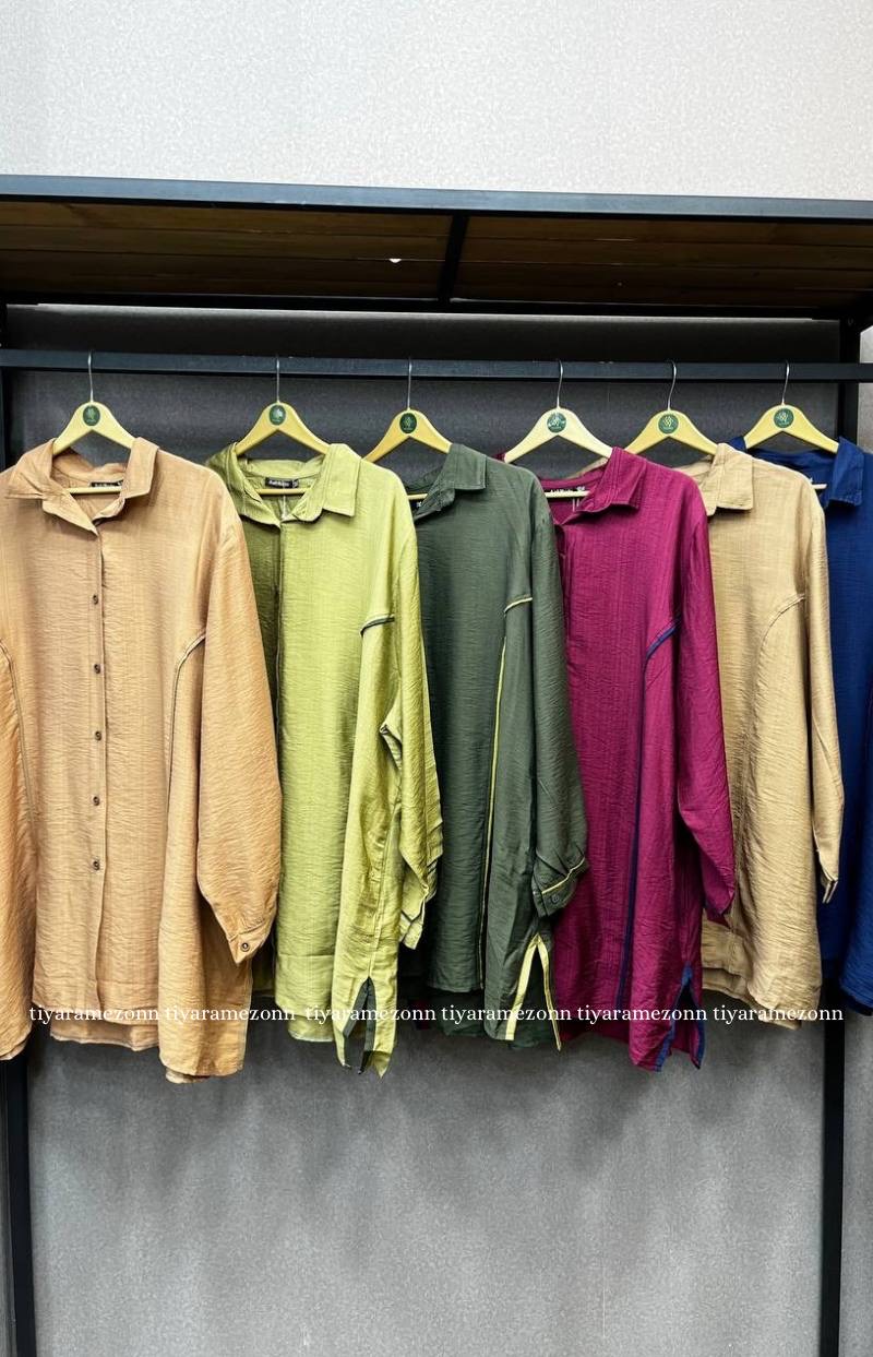 شومیز مانتویی سایزبزرگ کتان مدل ونیز  کد 344