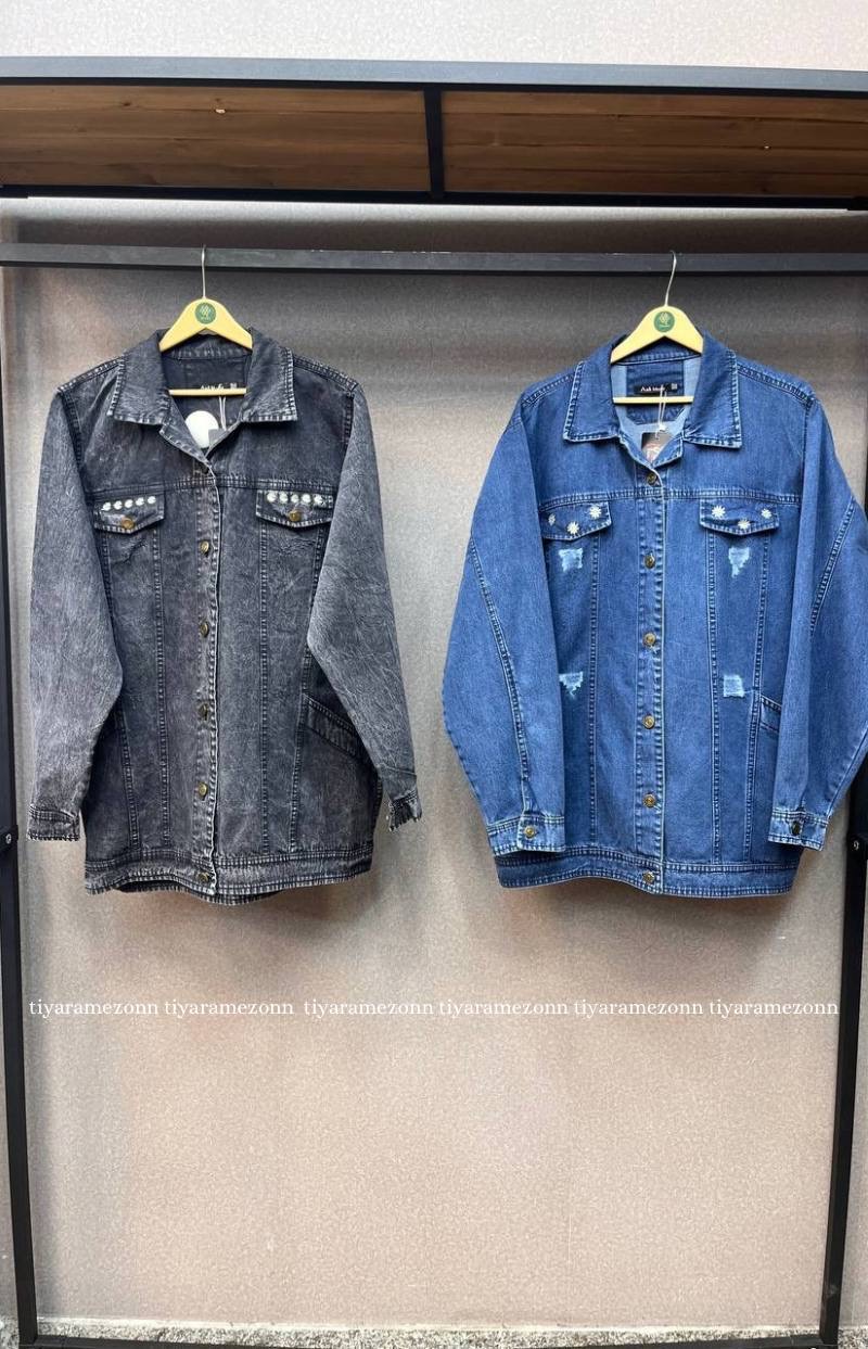 کت جین سایزبزرگ مدل  پنج بابونه کد 366