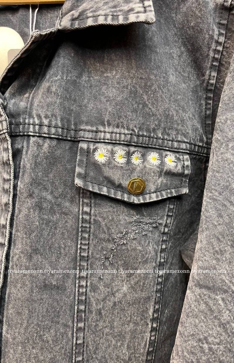 کت جین سایزبزرگ مدل بابونه  کد 340