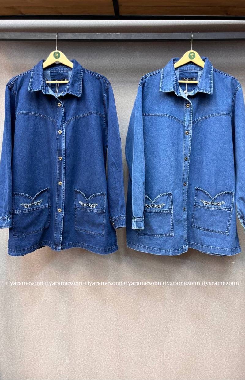 کت جین سایزبزرگ مدل  پنج بابونه کد 366