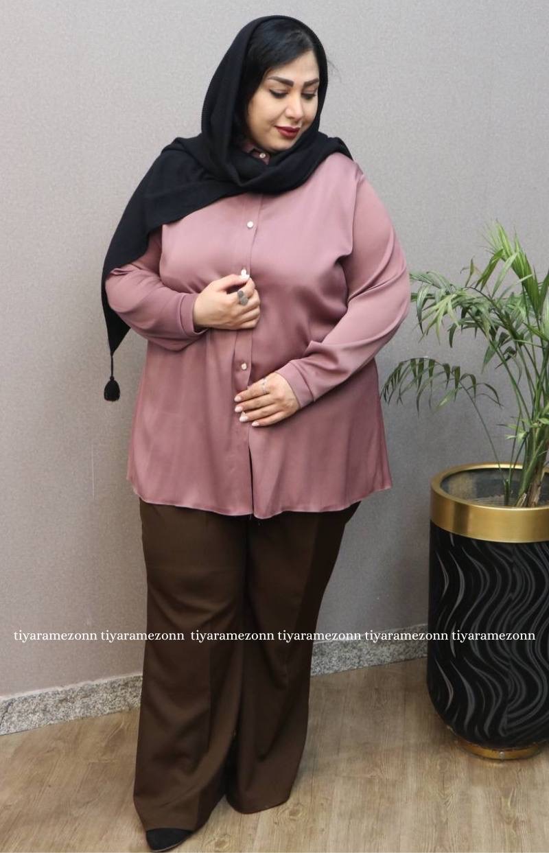 شومیز ساتن سایزبزرگ مدل جولیا 365