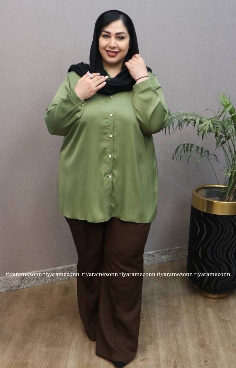 شومیز ساتن سایزبزرگ مدل جولیا 365