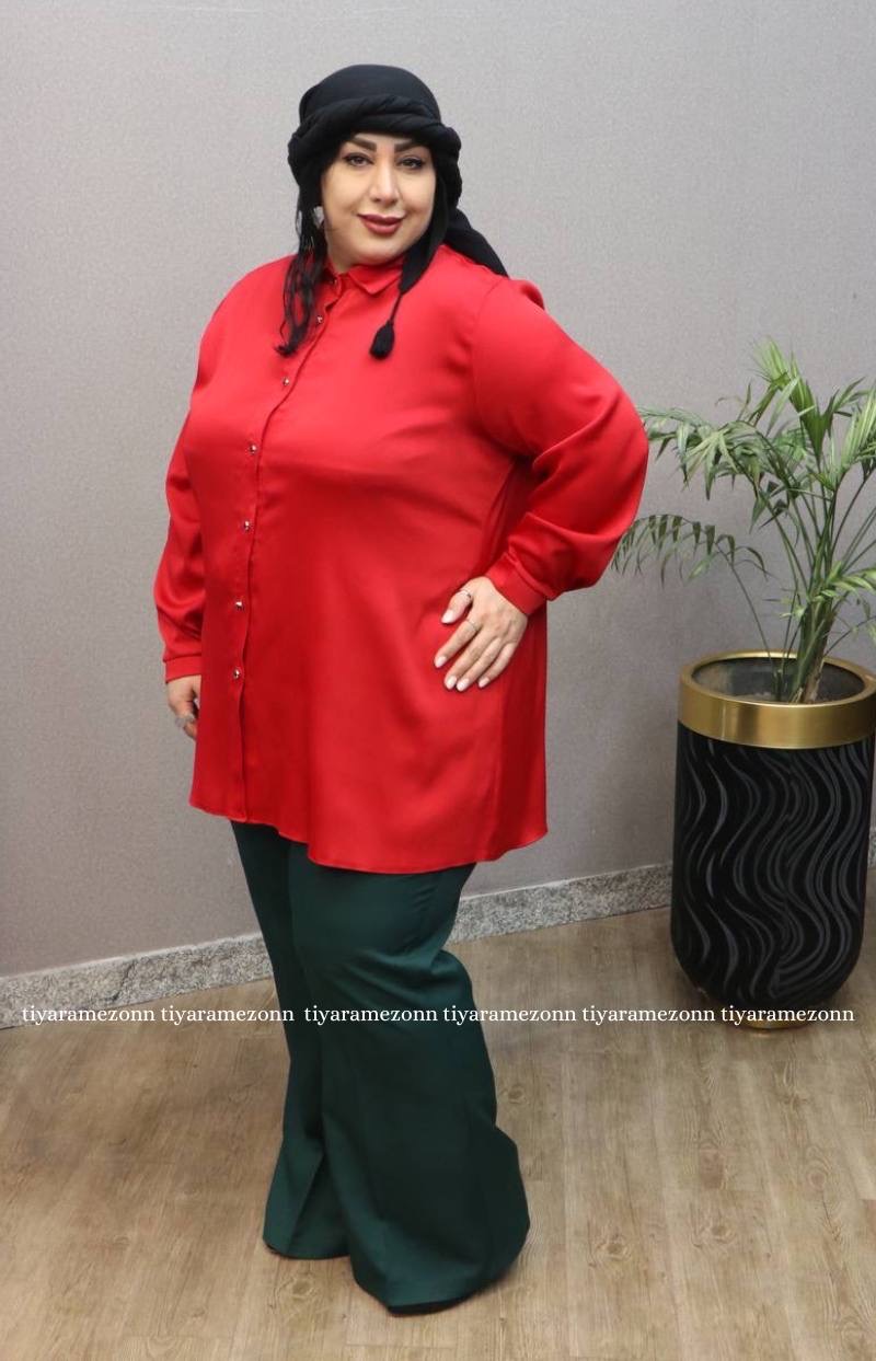 شومیز ساتن سایزبزرگ مدل جولیا 365