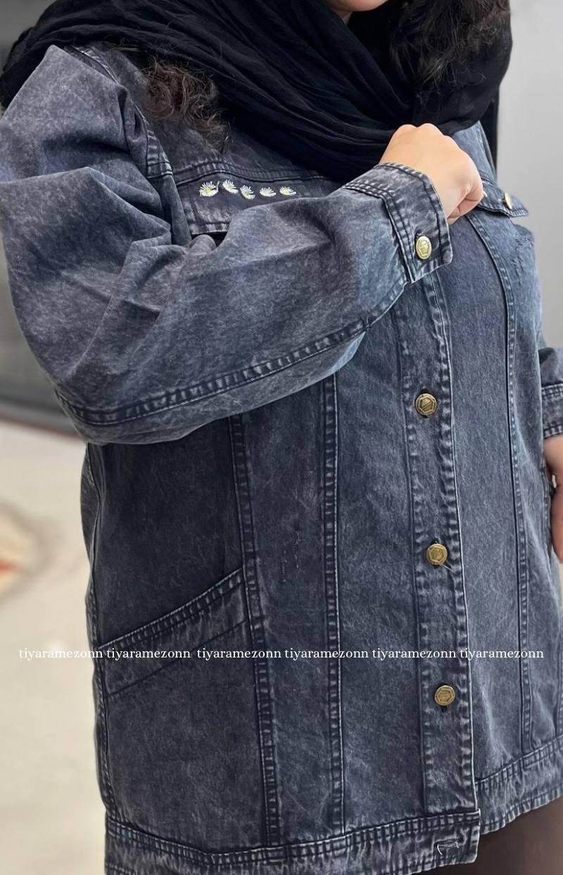 کت جین سایزبزرگ مدل  پنج بابونه کد 366