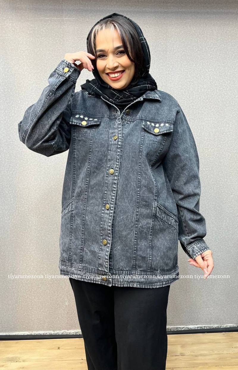 کت جین سایزبزرگ مدل  پنج بابونه کد 366