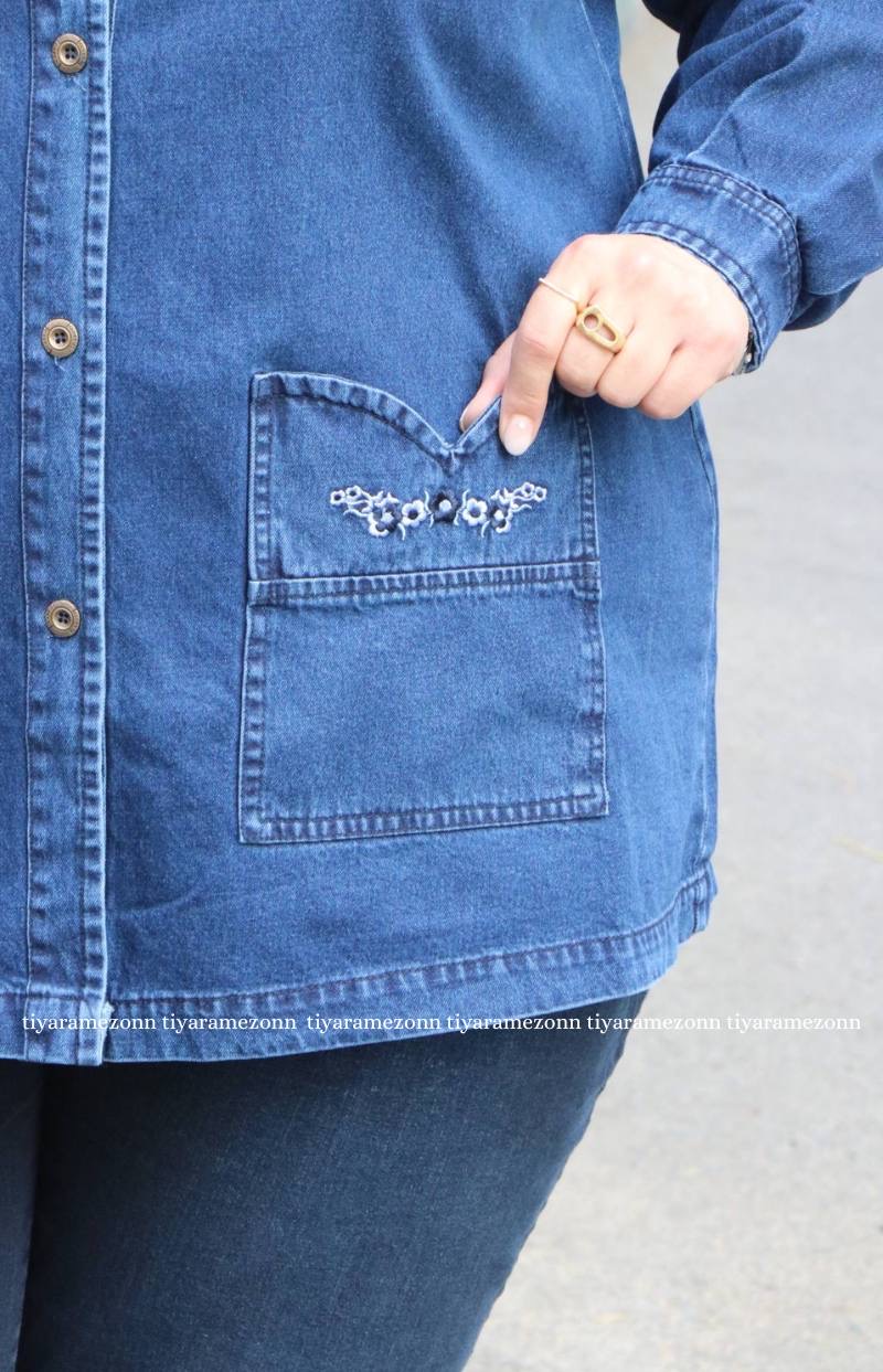 کت جین سایزبزرگ مدل  جیب دلبری کد 368