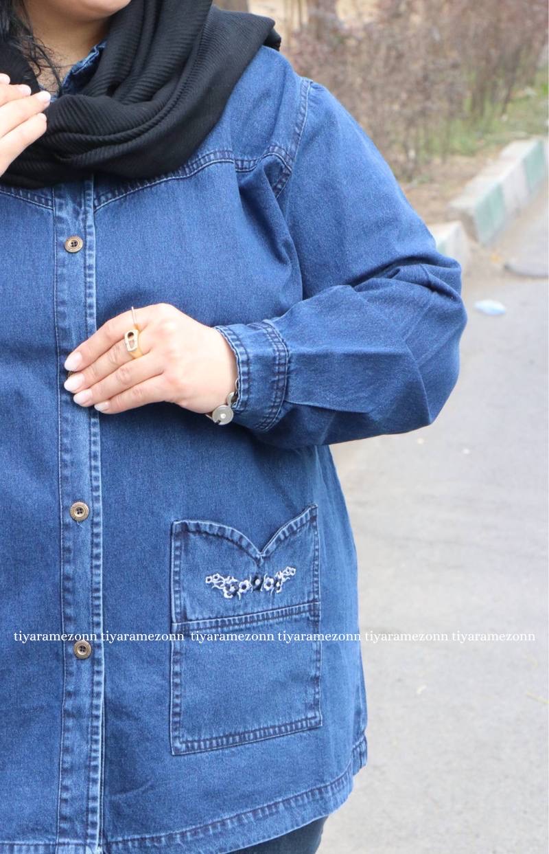 کت جین سایزبزرگ مدل  جیب دلبری کد 368