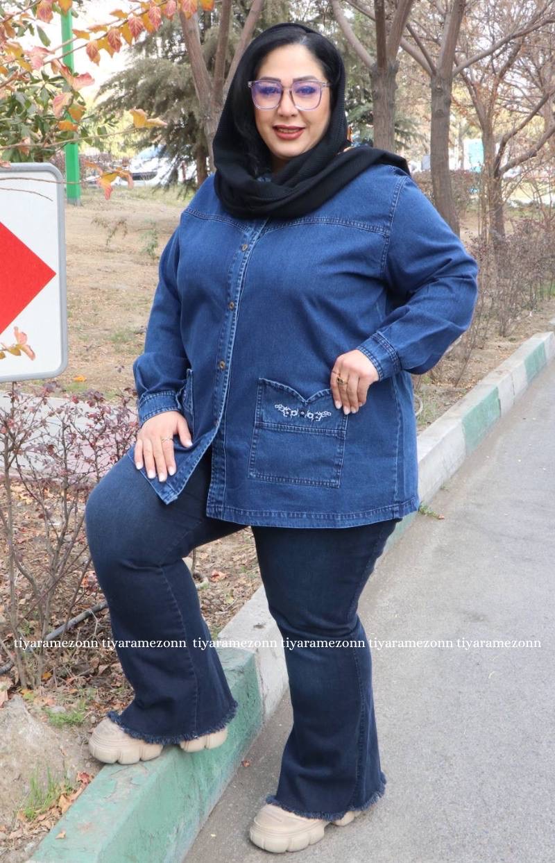 کت جین سایزبزرگ مدل  جیب دلبری کد 368