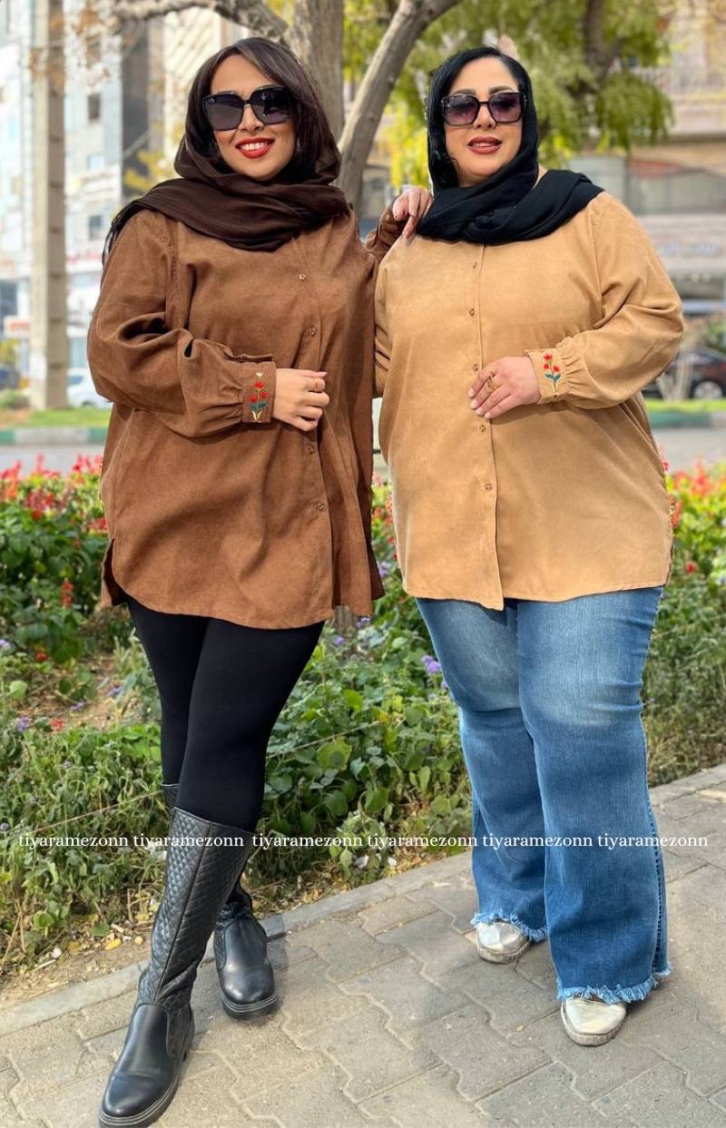 شومیز مانتویی سایزبزرگ  مدل زنبق  کد 367