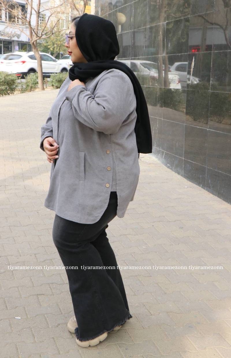 شومیز مانتویی سایزبزرگ  مدل بغل دکمه کد 369