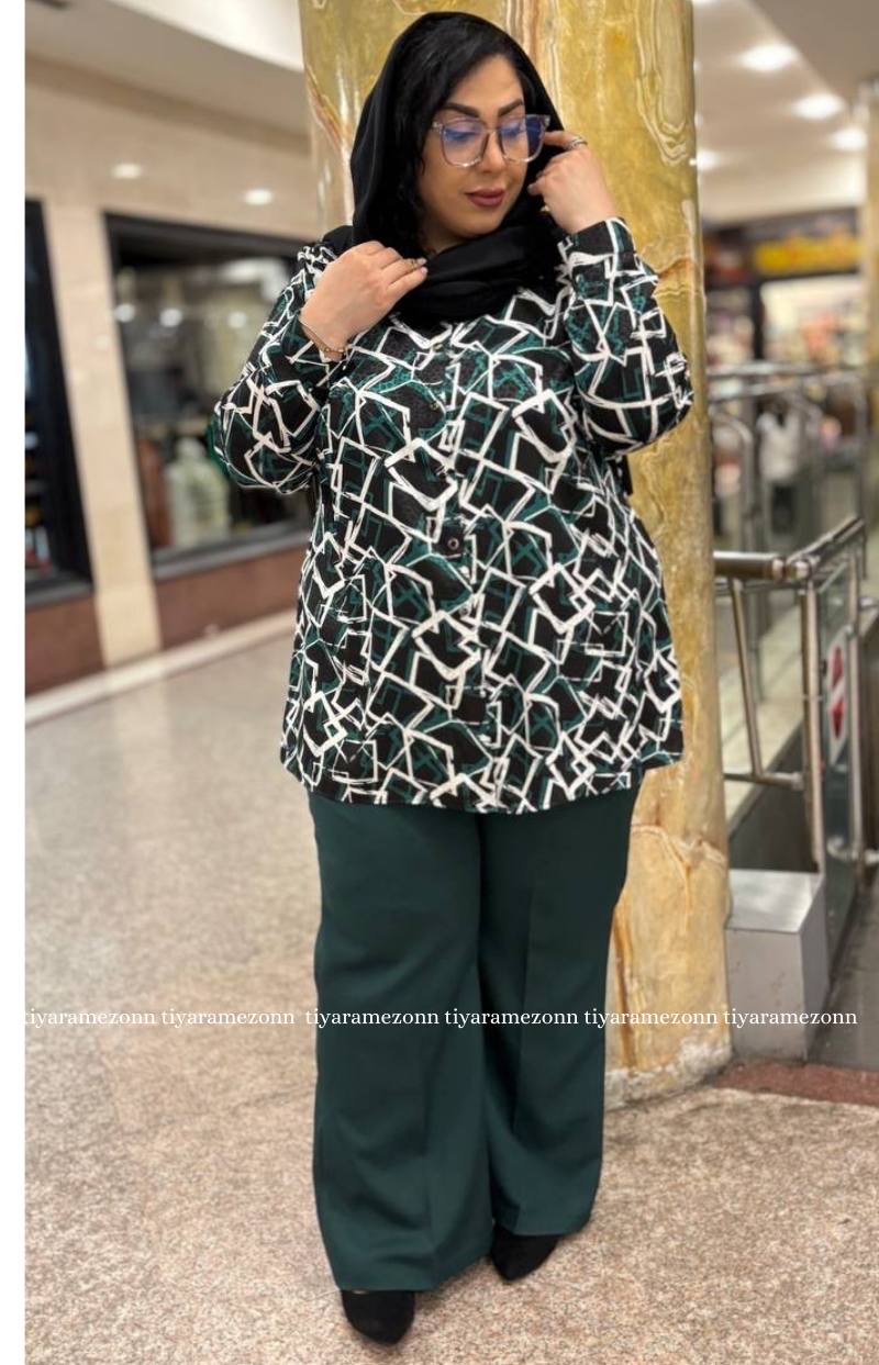 شومیز سایزبزرگ مدل ژاکارد طرحدار 374