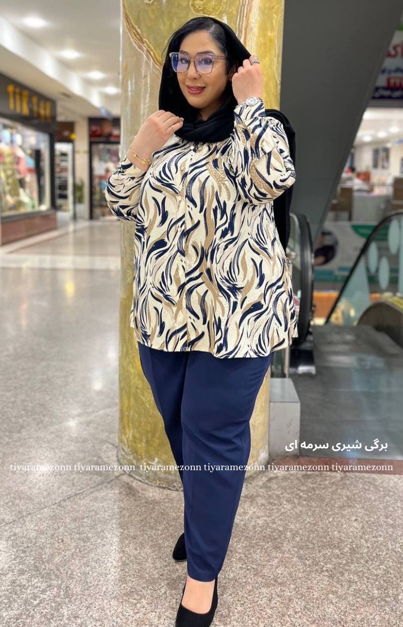 شومیز سایزبزرگ مدل ژاکارد طرحدار 374