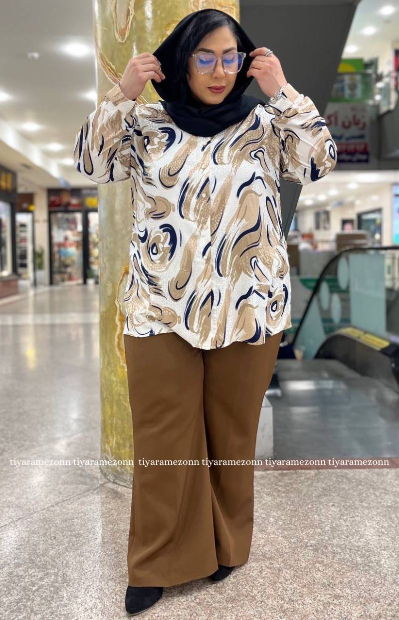 شومیز سایزبزرگ مدل ژاکارد طرحدار 374