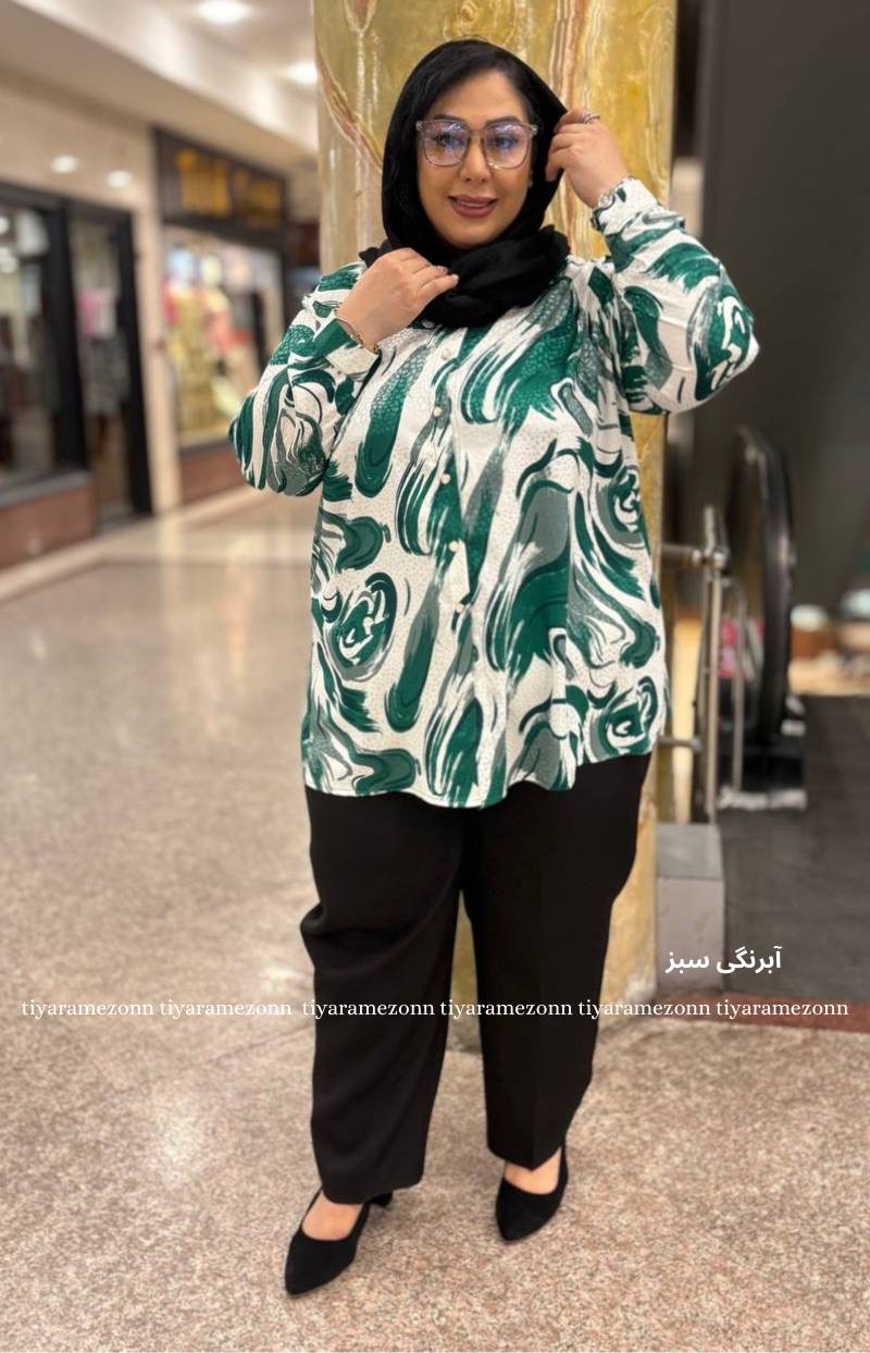 شومیز سایزبزرگ مدل ژاکارد طرحدار 374