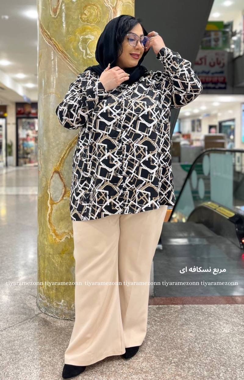 شومیز سایزبزرگ مدل ژاکارد طرحدار 374