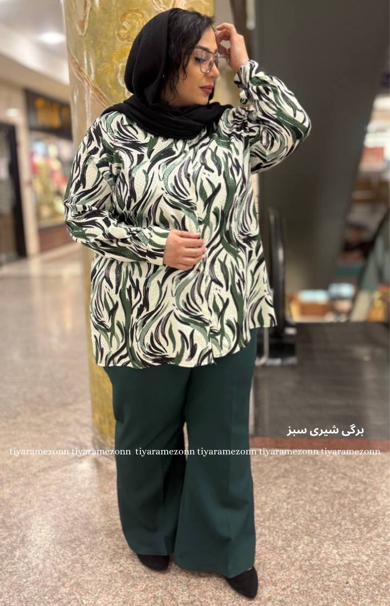 شومیز سایزبزرگ مدل ژاکارد طرحدار 374