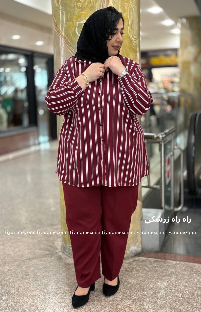 شومیز سایزبزرگ مدل راه راه 373