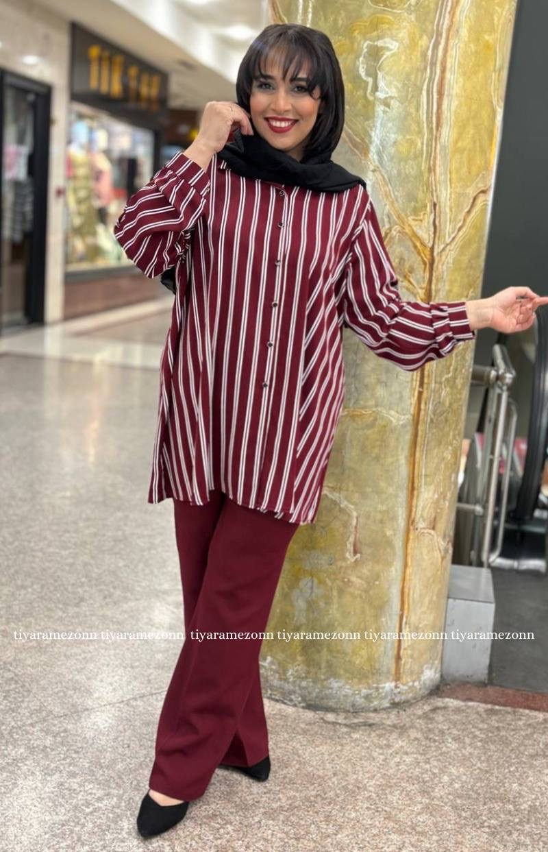 شومیز سایزبزرگ مدل راه راه 373