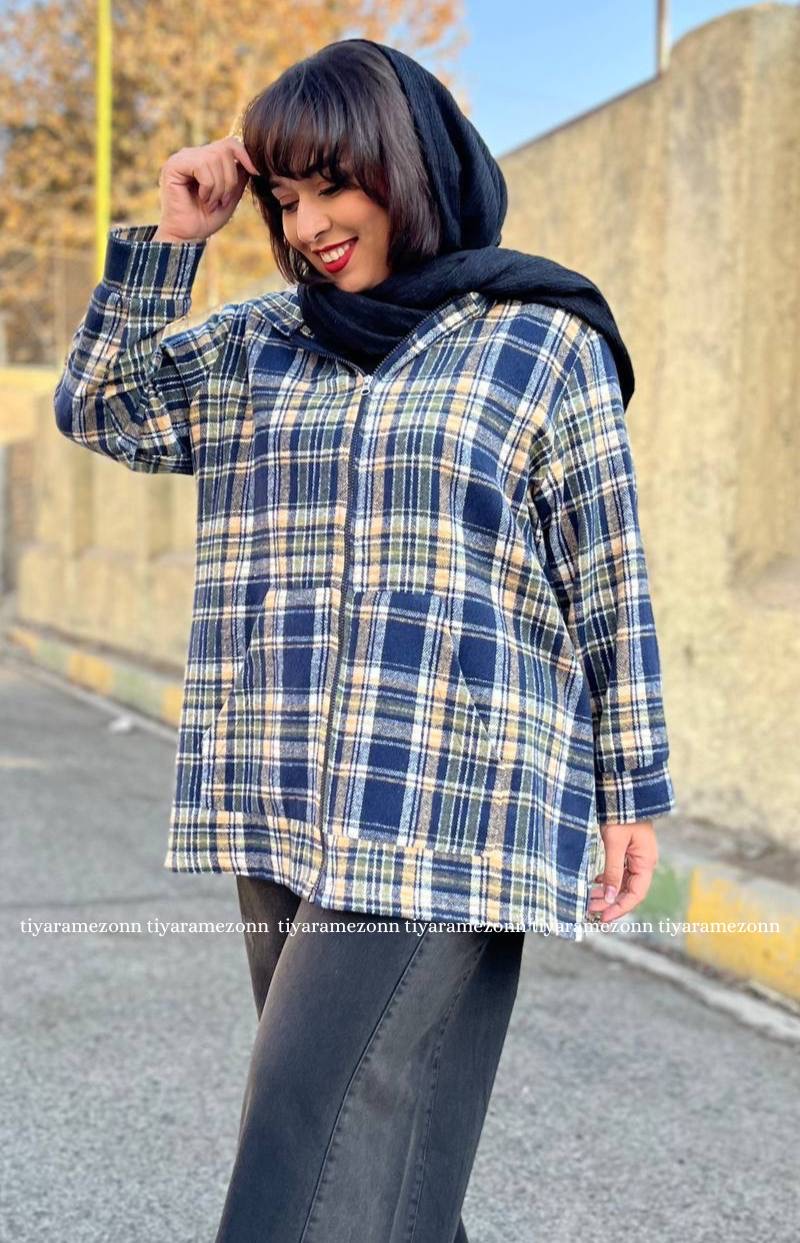 سویشرت سایز بزرگ مدل چهارخونه کد 375