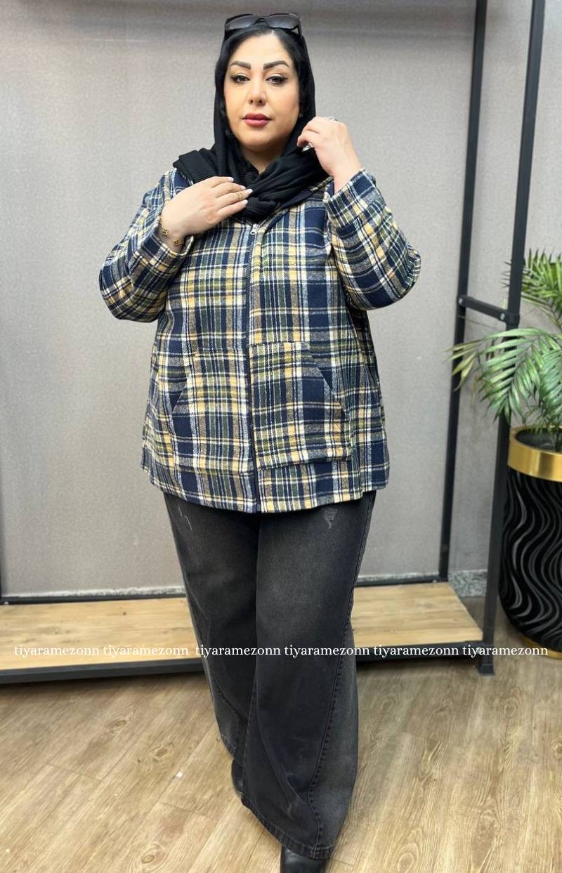 سویشرت سایز بزرگ مدل چهارخونه کد 375