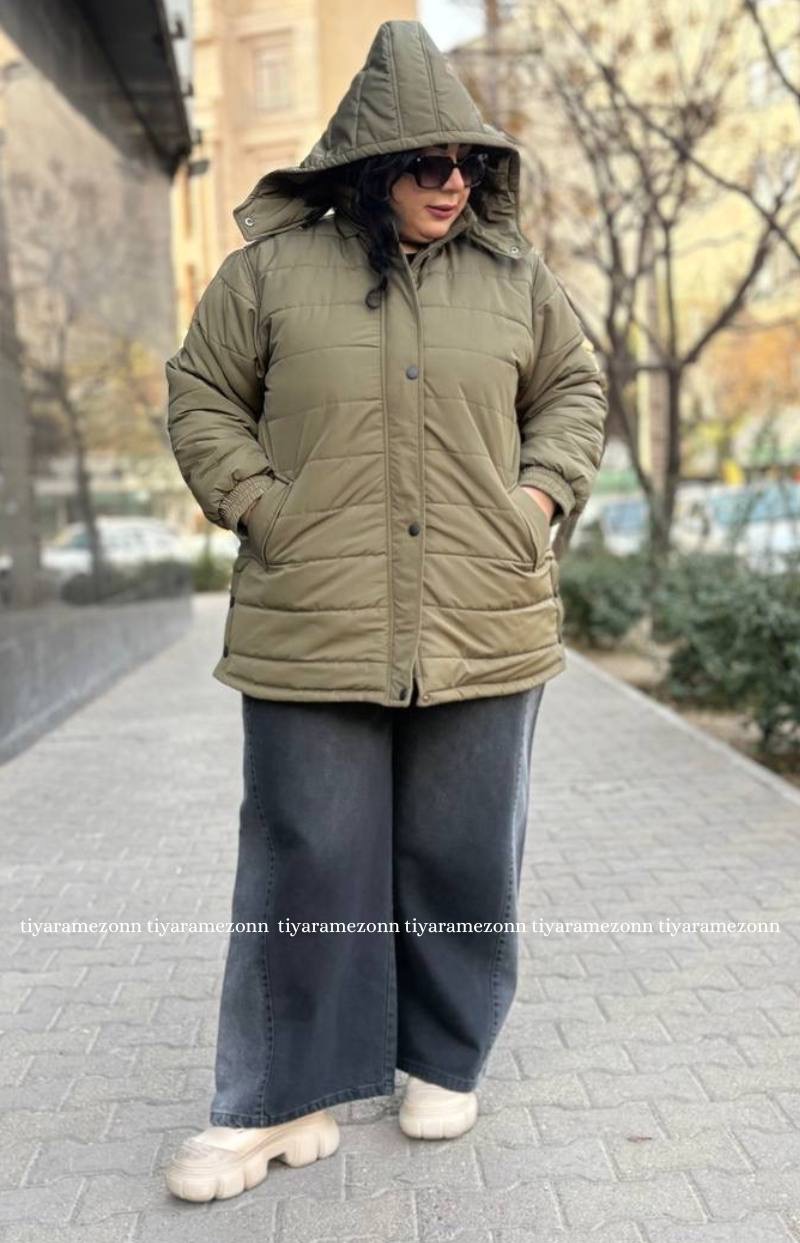 کاپشن سایزبزرگ مدل امبوردی کلاه دار کد 382