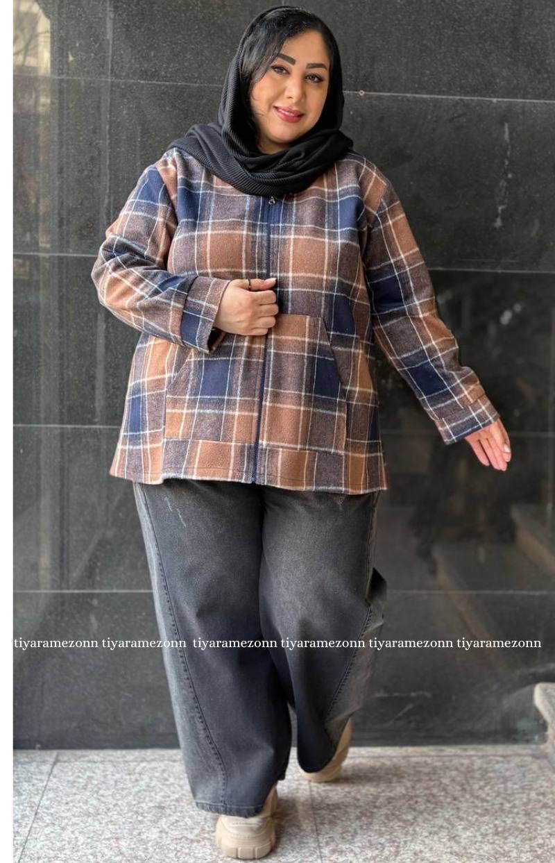 سویشرت سایز بزرگ مدل فوتر چهارخونه کد 381