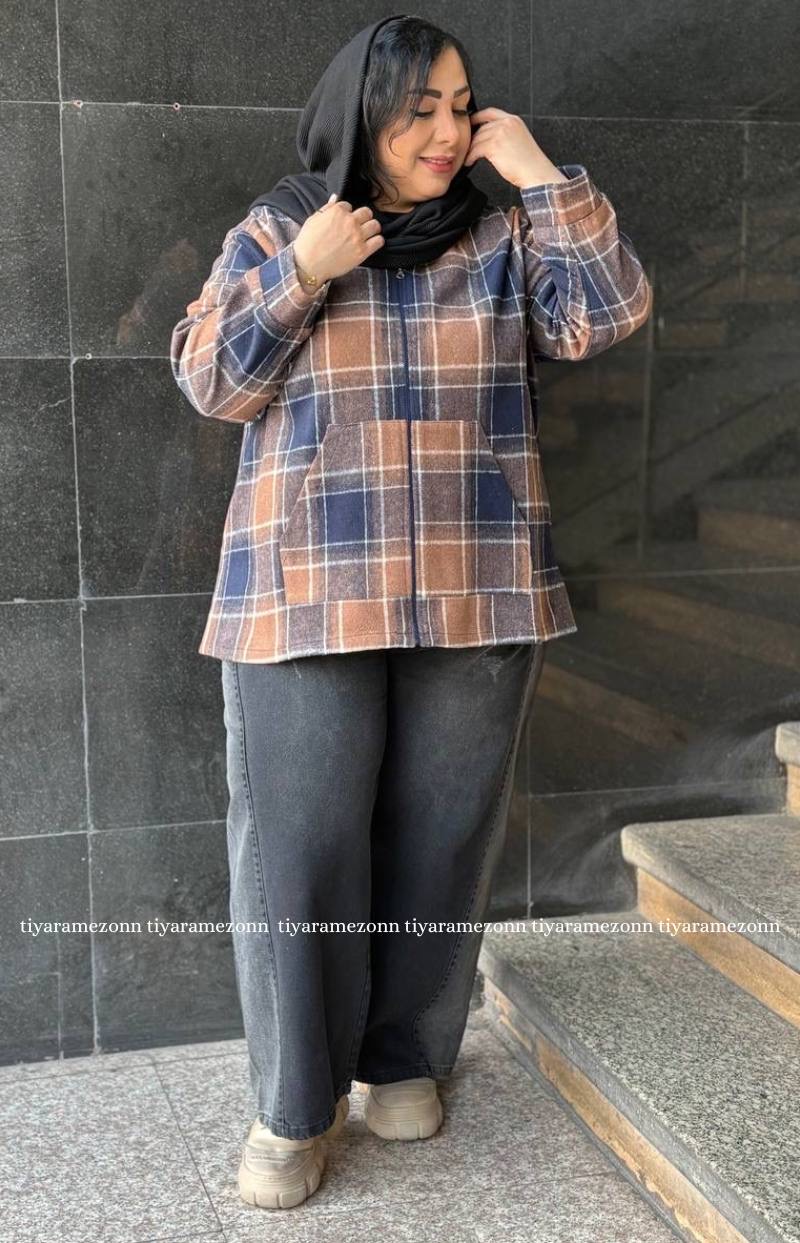 سویشرت سایز بزرگ مدل فوتر چهارخونه کد 381