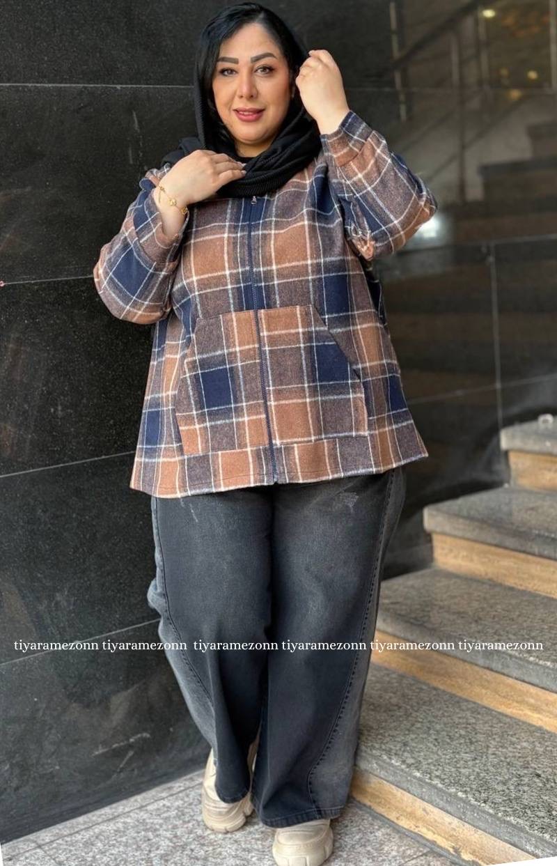 سویشرت سایز بزرگ مدل فوتر چهارخونه کد 381