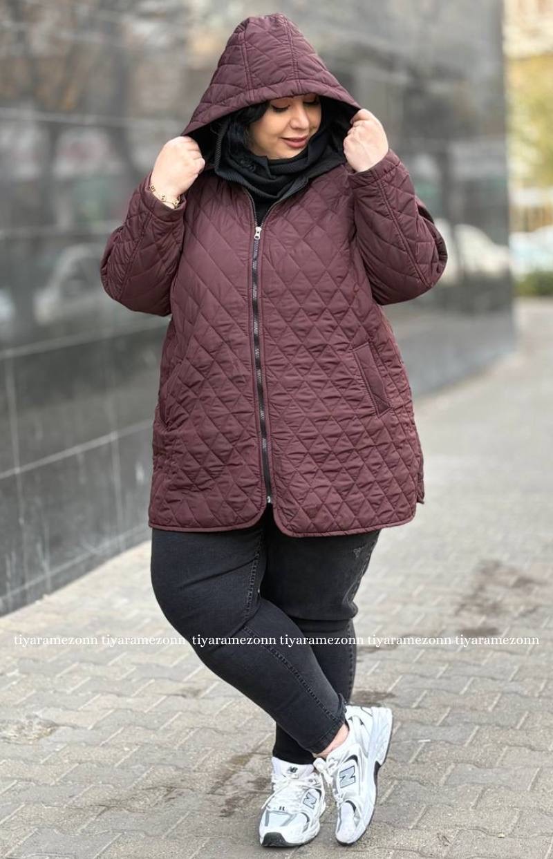 کاپشن سایزبزرگ مدل امبوردی کلاه دار کد 382