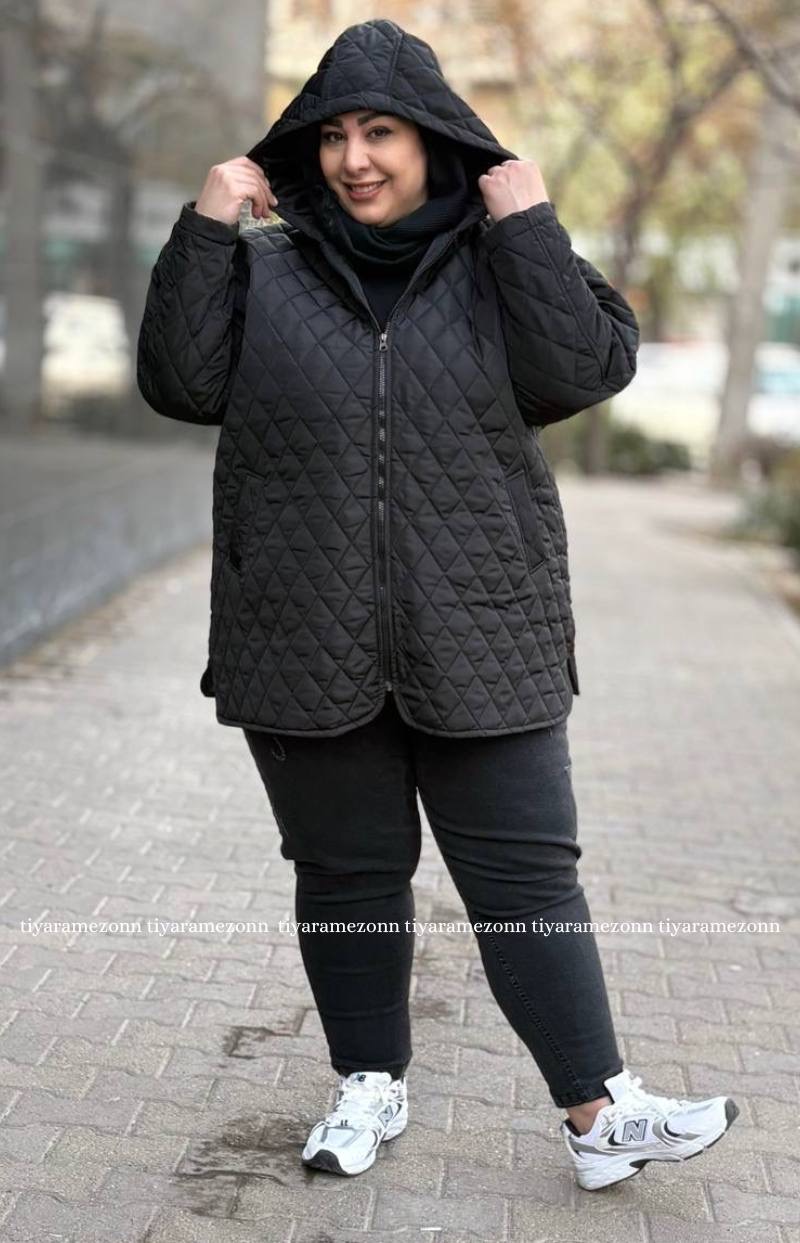 کاپشن سایزبزرگ مدل امبوردی کلاه دار کد 382