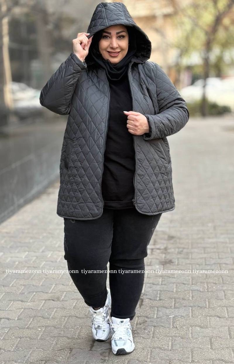 کاپشن سایزبزرگ مدل امبوردی کلاه دار کد 382