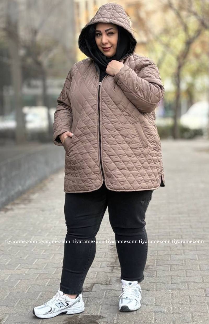 کاپشن سایزبزرگ مدل امبوردی کلاه دار کد 382