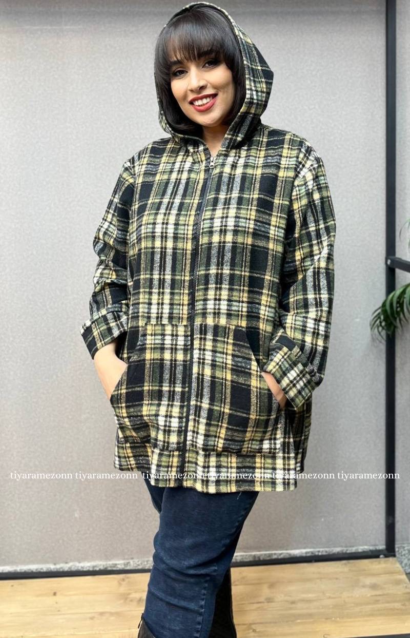 سویشرت سایز بزرگ مدل چهارخونه کد 375