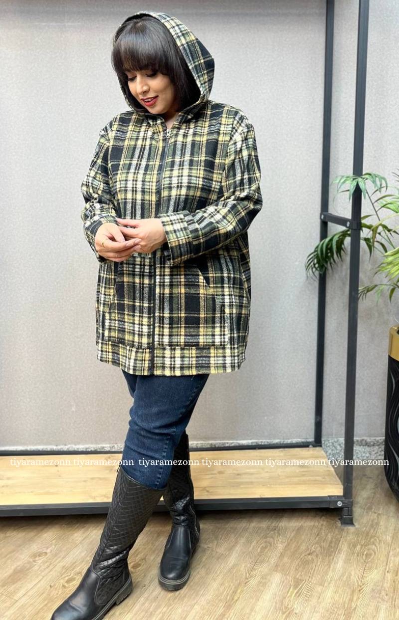 سویشرت سایز بزرگ مدل چهارخونه کد 375