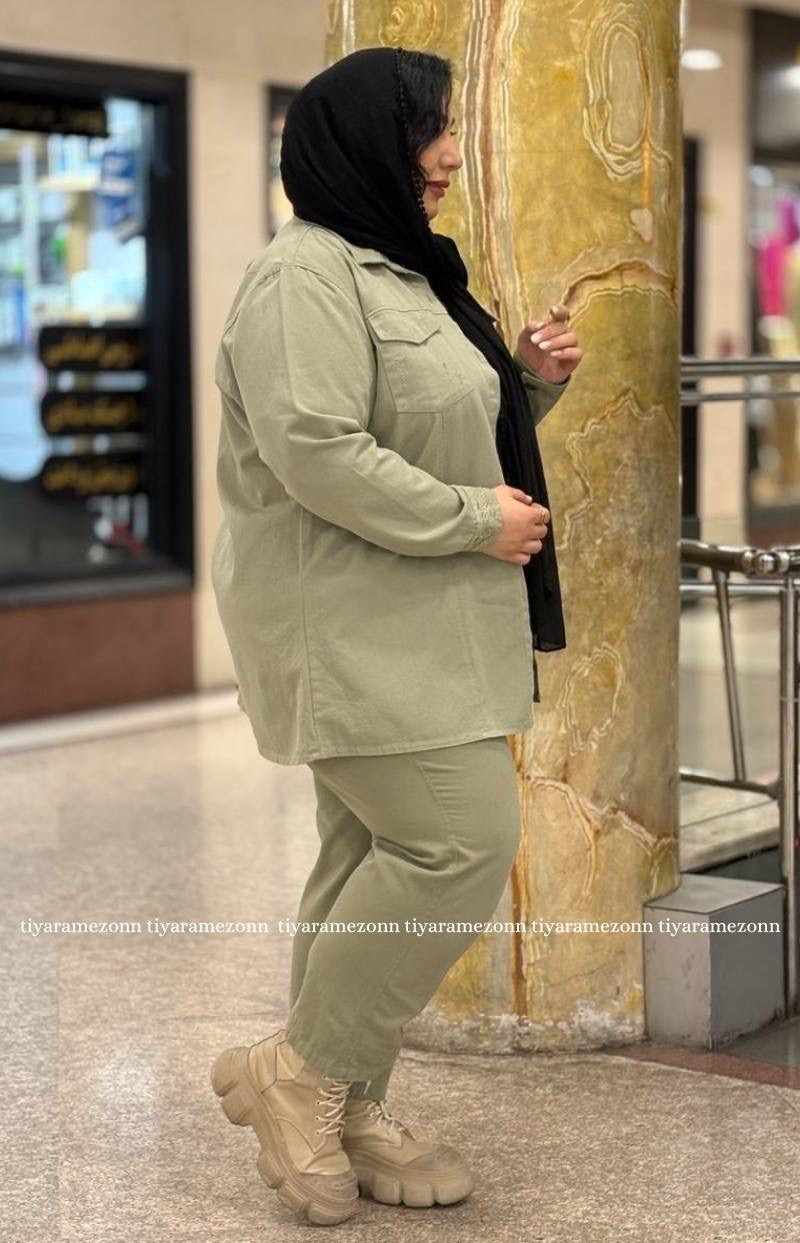 کت کتان سایزبزرگ مدل  گلدوزی کد 387