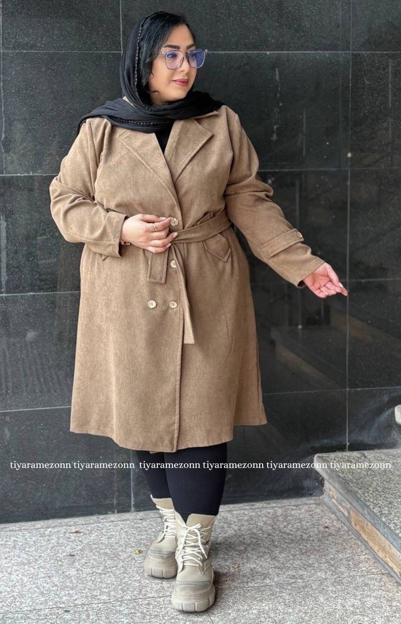 مانتو کتی سایز بزرگ مدل مخمل کبریتی کد 385