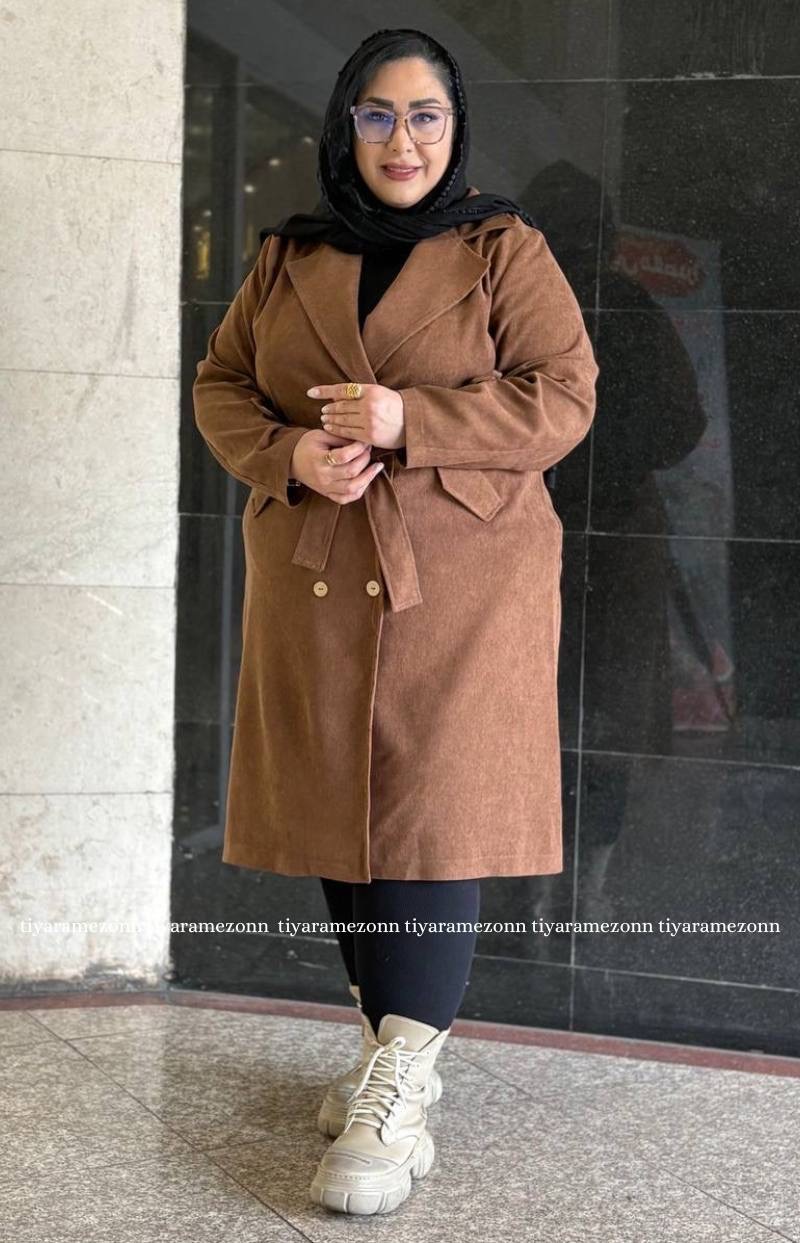 مانتو کتی سایز بزرگ مدل مخمل کبریتی کد 385