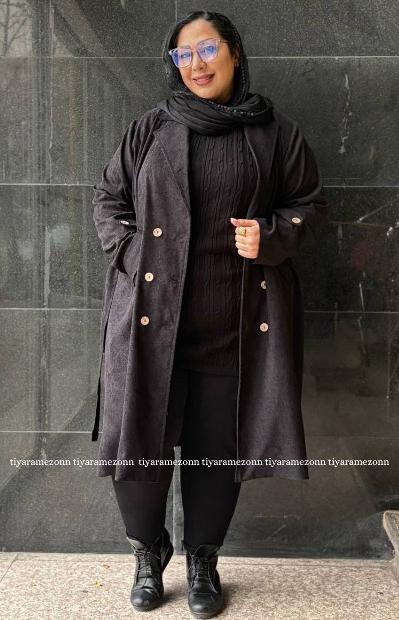 مانتو کتی سایز بزرگ مدل مخمل کبریتی کد 385