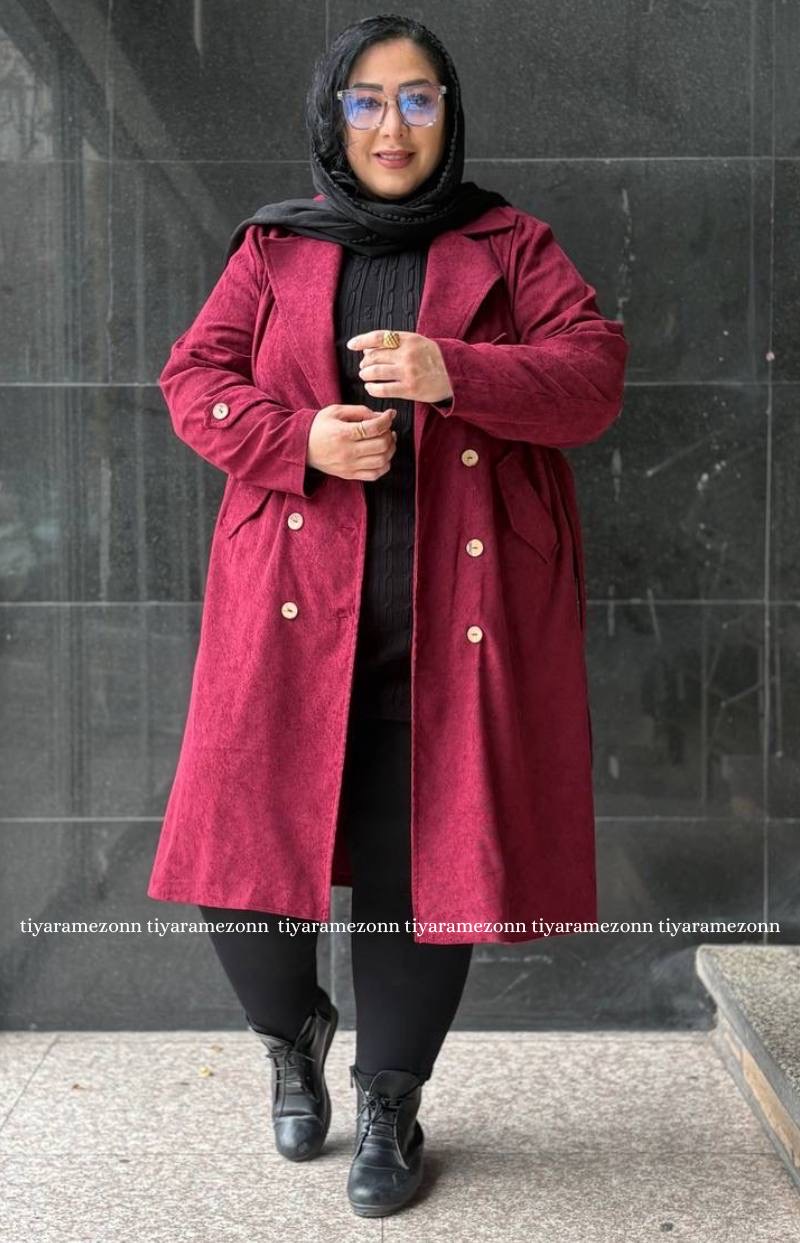 مانتو کتی سایز بزرگ مدل مخمل کبریتی کد 385