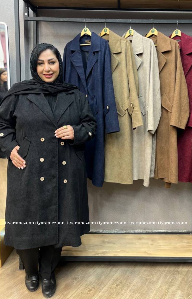 مانتو کتی سایز بزرگ مدل مخمل کبریتی کد 385